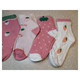 5 New Pair Of Anklet Socks Strawberries Girls 9-12 Year Old *P