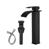 New Vessel Waterfall Bathroom Faucet in Matte Black $48.99 Retail *B