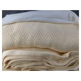 Brand New Threadmill Home Linen 100% Combed Cotton King Vanilla Cream Blanket *L