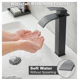 Brand New Vessel Waterfall Bathroom Faucet in Matte Black $48.99 Retail *B