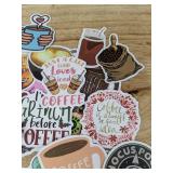 50 Brand New Coffee Theme Aesthetic Stickers for Water Bottles, Laptops, Scrapbooking Etc *E