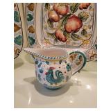 A pair of Majolica Faience Chargers signed Lotti. And a Deruta Pitcher.