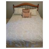 Queen size bed with bedding. Good condition.