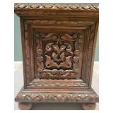 Antique Winged Angel Carved Storage Box. Red Lined.