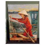 3 Oil Paintings: Life on the Mekong River by Betty A. Wiens.