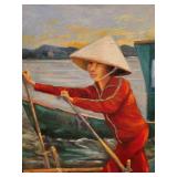 3 Oil Paintings: Life on the Mekong River by Betty A. Wiens.