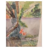 A large Watercolor Painting 30 1/2" x 37" not signed. Trees and Flowers.