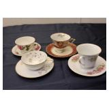 Set of 4 Vintage Tea Cups and Saucers - Noritake and More