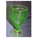 Set of 2 Vintage Green Glass Goblets