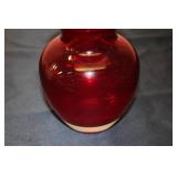 Red Glass Vase with Flared Rim