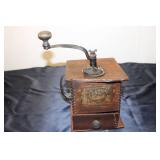 Antique Clarion Coffee Grinder with Wood and Metallic Components