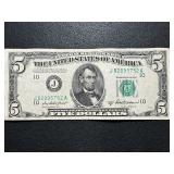 1950 B Green Seal $5 Dollar Federal Reserve Note