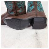 New Girls Smoky Mountain Boots Brown Green Stitching Size 4.5 Style 1623Y