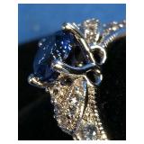 New! Sofia B. Sterling Silver Created Sapphire & White Sapphire Ring, Size 9