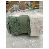 Nemcor Life Comfort Cable Knit Sherpa Throw Green 50" x 60" Reversable to Sherpa Fleece