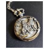 Vintage Silver-Plated Pocket Watch with Lion Design