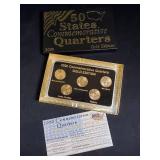 2000 Commemorative Quarters Gold Edition Set - Includes Massachusetts, New Hampshire, South Carolina, Virginia, and Maryland