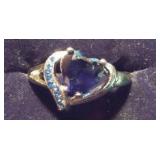 Blue Heart Shaped Gemstone Ring.