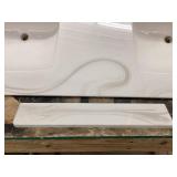 NEW SFI Cultured Marble Vanity Top with Double Integrated Sinks – Glacier Color, 60" x 22" with Right Sidesplash