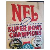 Very RARE ASCO NFL Banner with Superbowl Pinbacks