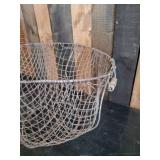 Large Vintage Hand Made Folk Art Wire Basket Super Cool