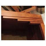 Cherry stain on knotty pine standing 6 shelf wood bookshelf