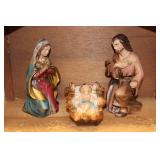 Complete Vintage Nativity Scene Figures Set with Stable