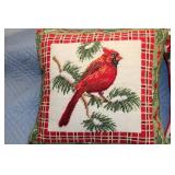 Set of 3 Vintage Christmas-Themed Needlepoint Pillows with Solid Backings