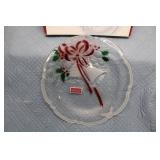 Celebrations by Mikasa Holiday Glass Platter with Bells and Ribbon Design