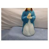 Vintage Ceramic Madonna Figurine with Blue Robe Blow Mold