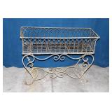 Vintage Wrought Iron Plant Stand with Decorative Scrollwork