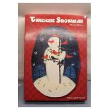 Twilight Snowman Holiday Decor Set: Cookie Jar, Dessert Plates, Serving Platter, and Towels