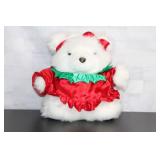 Christmas Plush 1994 Santa Bear in Festive Red Dress with Holly Accents