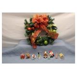 Christmas Decor Set: Wreath with Figurines and Ornaments