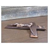 Bronze Style Finish Metal Jesus of Nazareth Crucifix