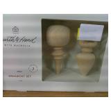 Set of 2 WOODEN SPINDLE CHRISTMAS ORNAMENT SET OF 3 HEARTH & HAND WITH MAGNOLIA