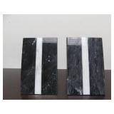 Great Looking Black & White Solid Heavy Marble Bookend Set