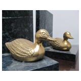 Heavy & Marble & Brass Duck Bookend Set