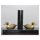 Heavy & Marble & Brass Duck Bookend Set