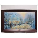 2 Bradford Exchange THOMAS KINKADE Illuminated Canvas Christmas Prints