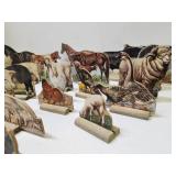 LARGE Collection of Vintage Cardboard Litho Animals w/Display Stands