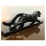 Great Looking Mid Century Black Ceramic Panther Statue