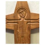 Vintage Hand Carved Folk Art Wood Cross