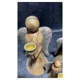 Set of 5 Vintage Brass Angel Figurines with Candle Holders