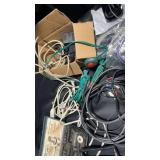 Assorted Cables and Networking Equipment Lot Including Storage box with lid