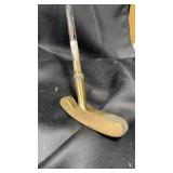 Vintage Brass Putter Golf Club with Rubber Grip and big tub