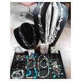 Lot Of Polished Rock & Beaded Jewelry