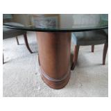 Wood base glass top dining table (a...