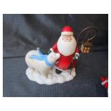 Santa & Polar Bear Vintage Flocked & Clay Santas