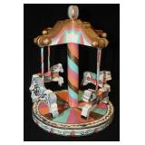 10" Blue/Pink/Orange/Brown/White Wooden Collectible Carousel